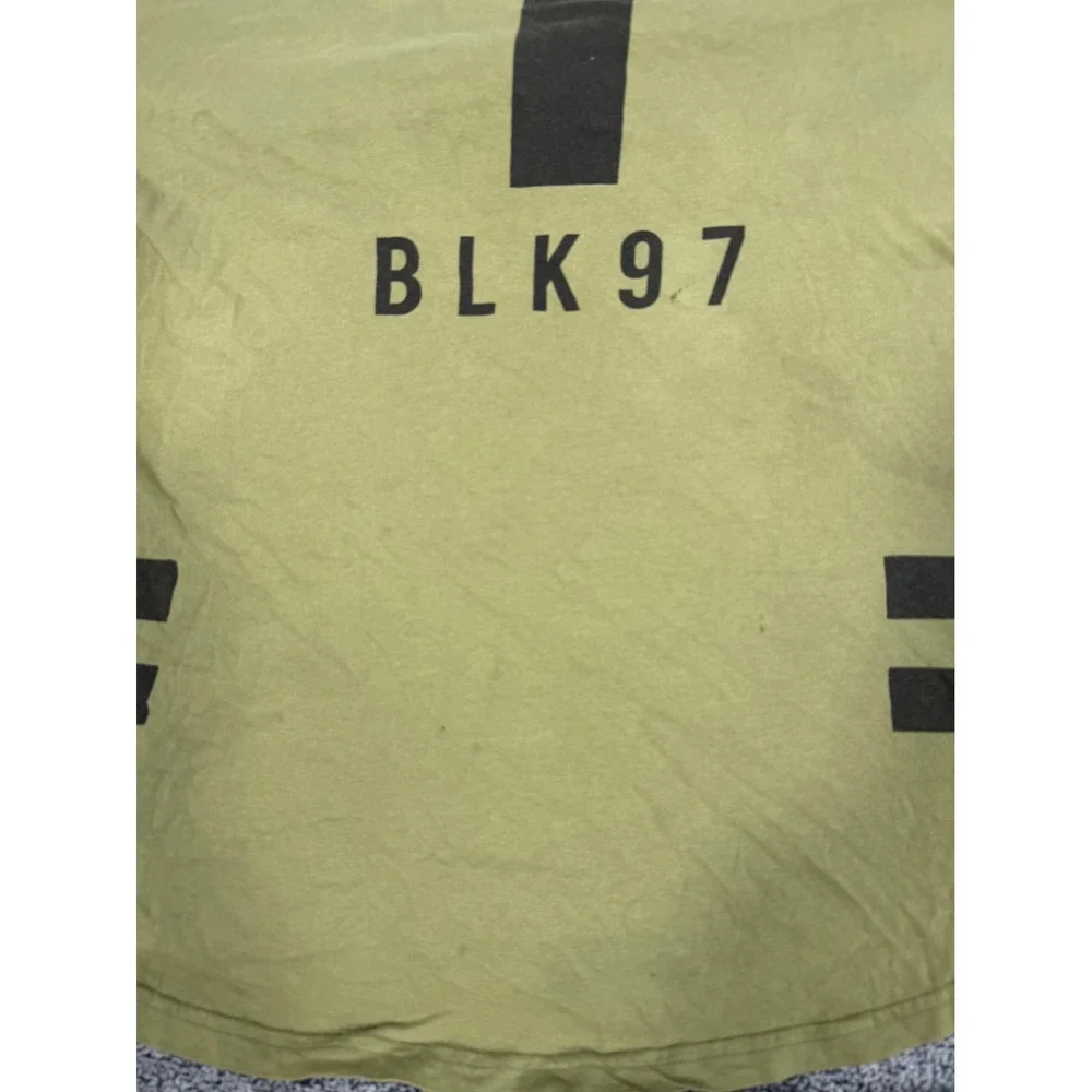 Black N Blanc BLK97 T Shirt Mens XL Green Black Graphic Raglan Short Sleeve Tee - Picture 2 of 12